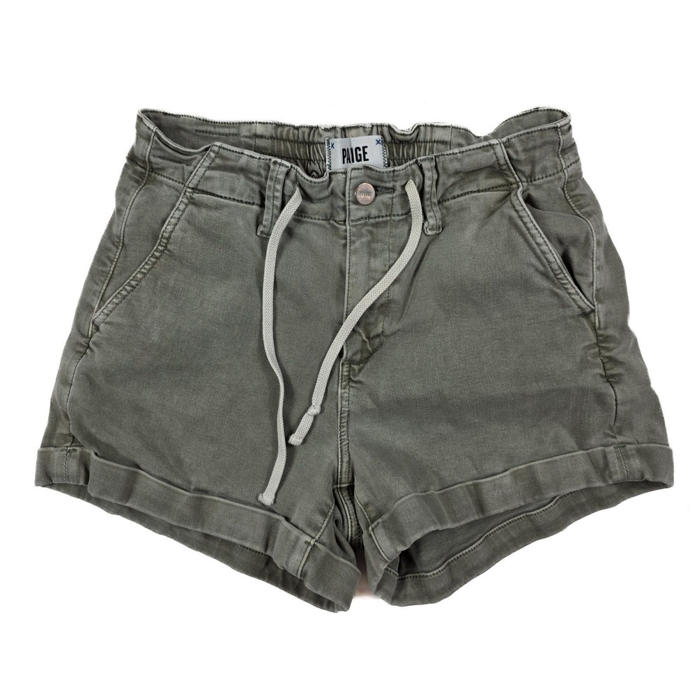 Paige‎ Christy Olive Green Drawstring Jean Shorts Women's Size 26 x 3